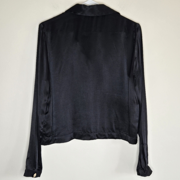 J CREW Black Lady Jacket In Luster Crepe Women's Jacket Gold Tone Button Down - Picture 11 of 12